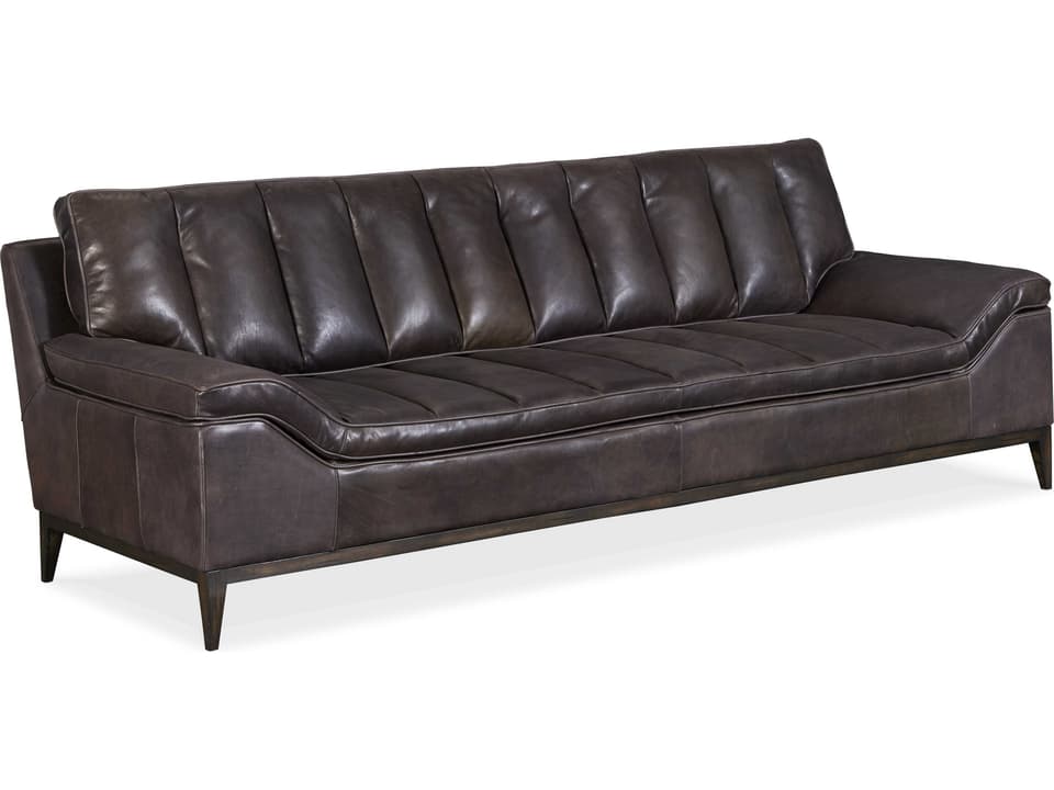 Kandor 3-Seat Leather Stationary Sofa in Debonair Graphite