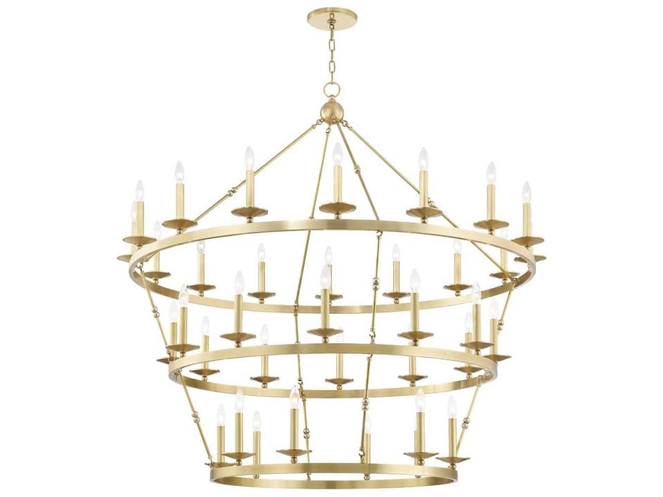 36-Light Allendale Tiered Chandelier in Aged Brass