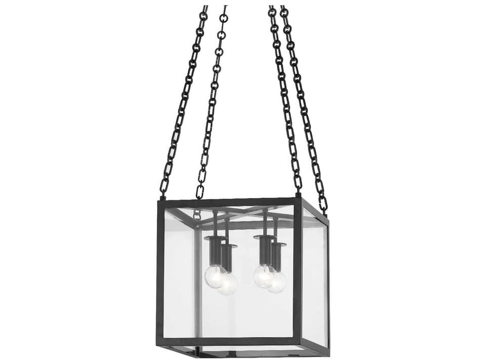 Catskill 4-Light Aged Iron Black Glass LED Candelabra Linear Chandelier