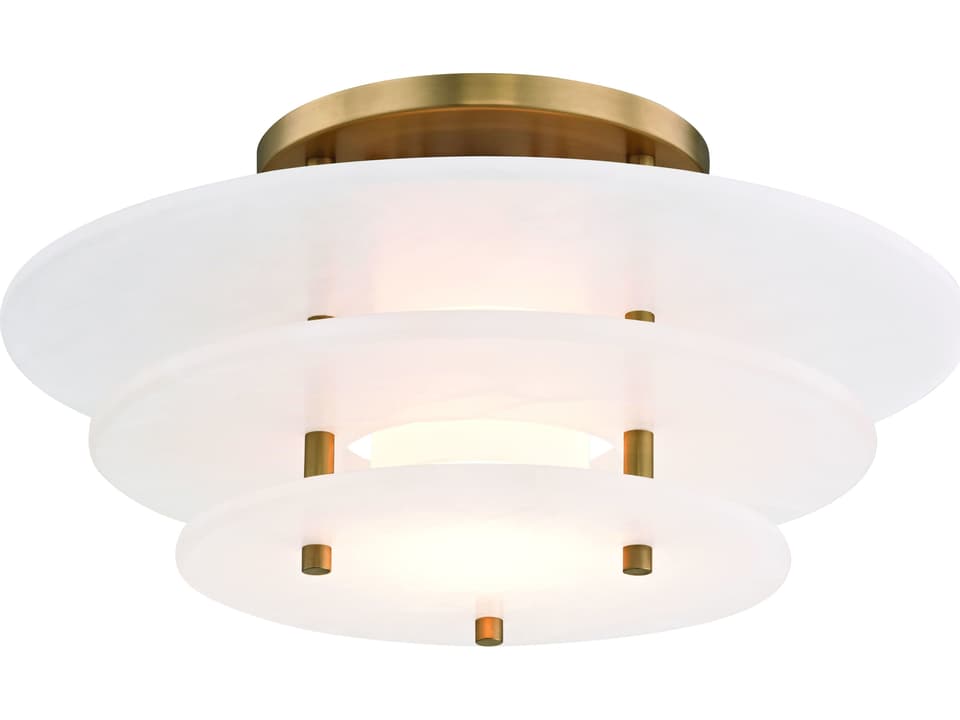 Gatsby 1-Light Aged Brass White Tiered Semi Flush Mount