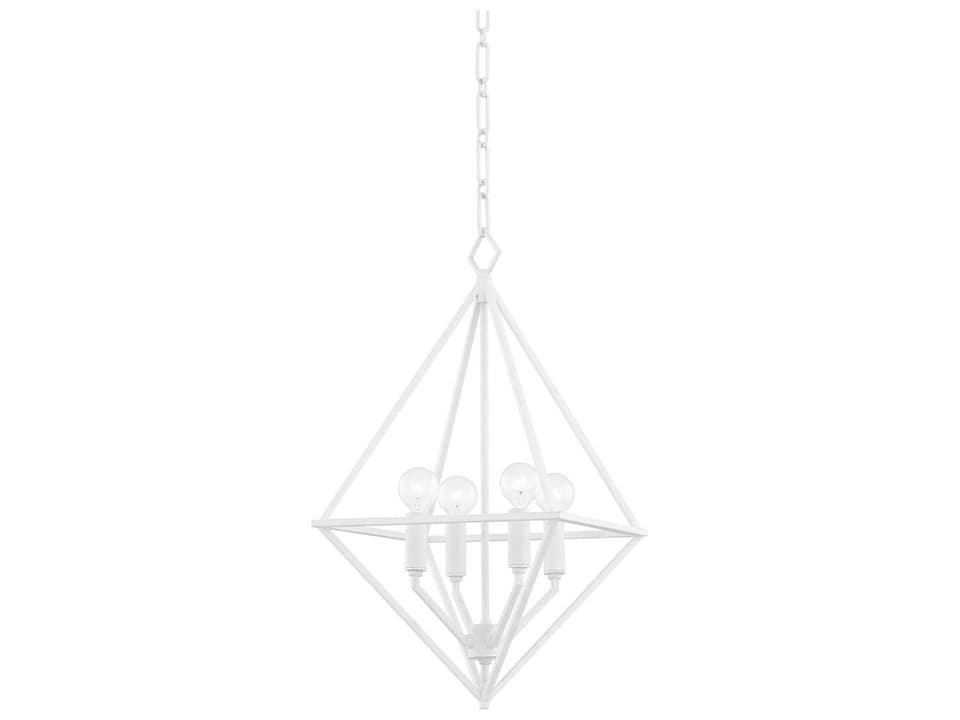 4-Light Haines Geometric Chandelier in White Plaster