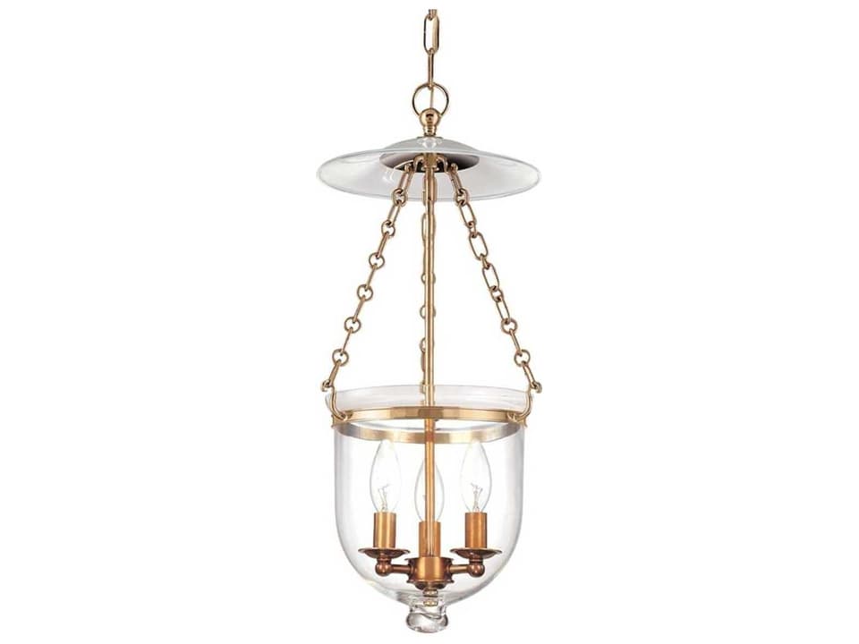 Hampton 3-Light Aged Brass Clear Glass Bell Chandelier