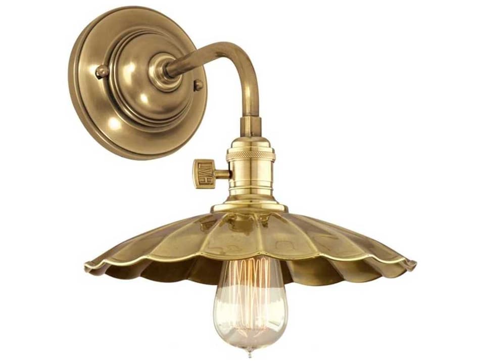 Heirloom 1-Light Wall Sconce in Aged Brass with Paddle Switch