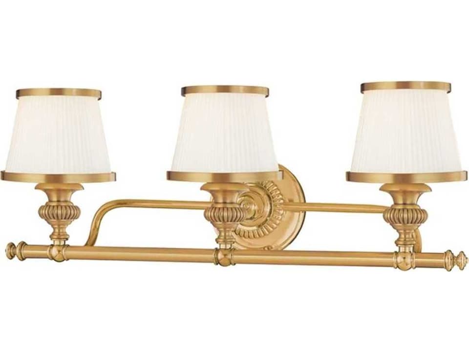 Milton 3-Light Wall Sconce in Flemish Brass with Opal Glossy Glass
