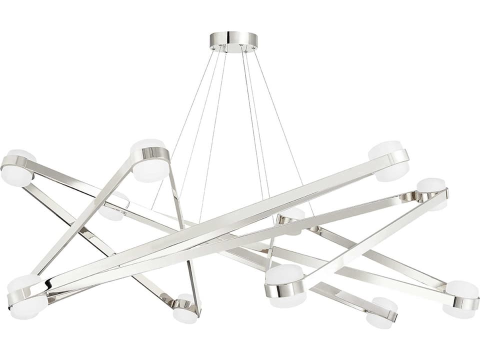 12-Light Orbit LED Chandelier in Polished Nickel