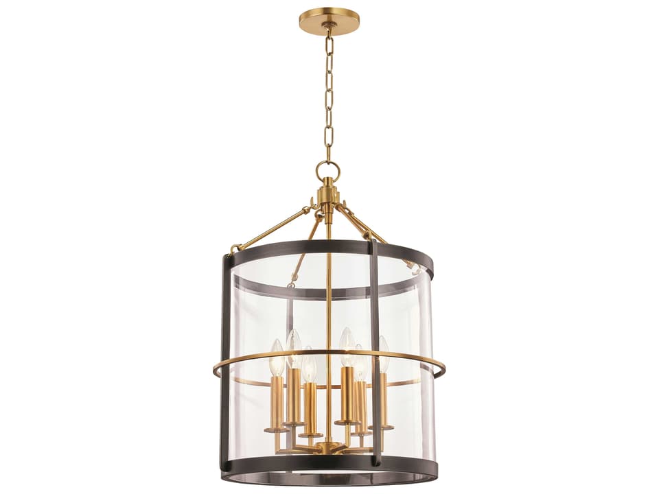 Ren 6-Light Large Pendant Light in Aged Old Bronze with Clear Glass