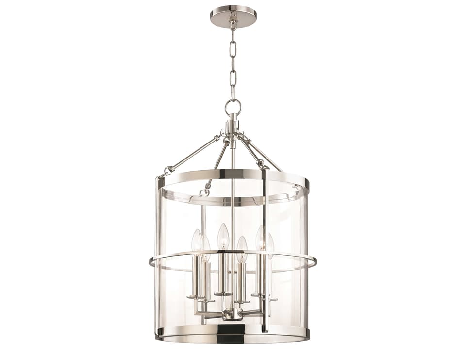 Ren 6-Light Pendant Light in Polished Nickel with Clear Glass