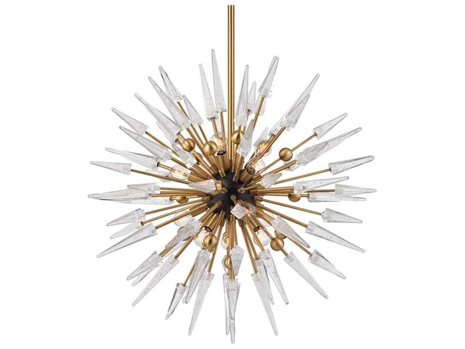Sparta 12-Light Chandelier in Aged Brass with Clear Glass