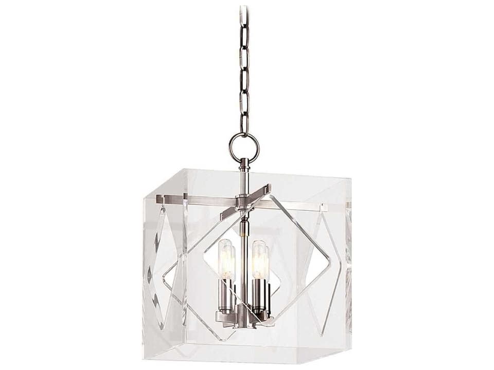 Travis 4-Light Candelabra Chandelier in Polished Nickel with Clear Acrylic
