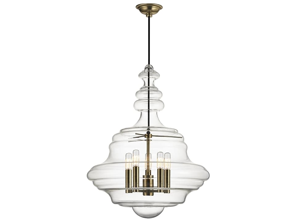 Washington 5-Light Large Pendant Light in Aged Brass