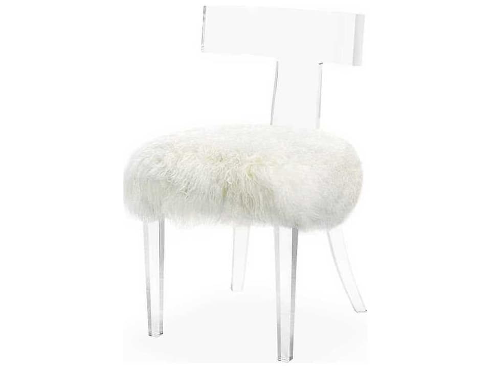 Tristan Klismos Chair Ivory Sheepskin Accent