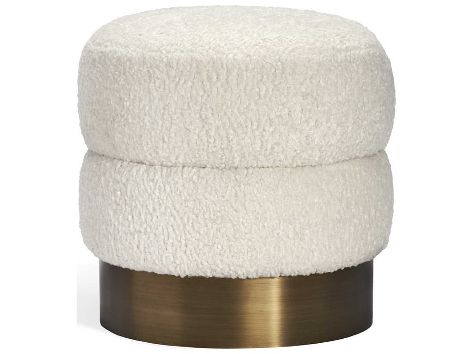 Charlize Cream Boucle Accent Stool with Antique Bronze Base