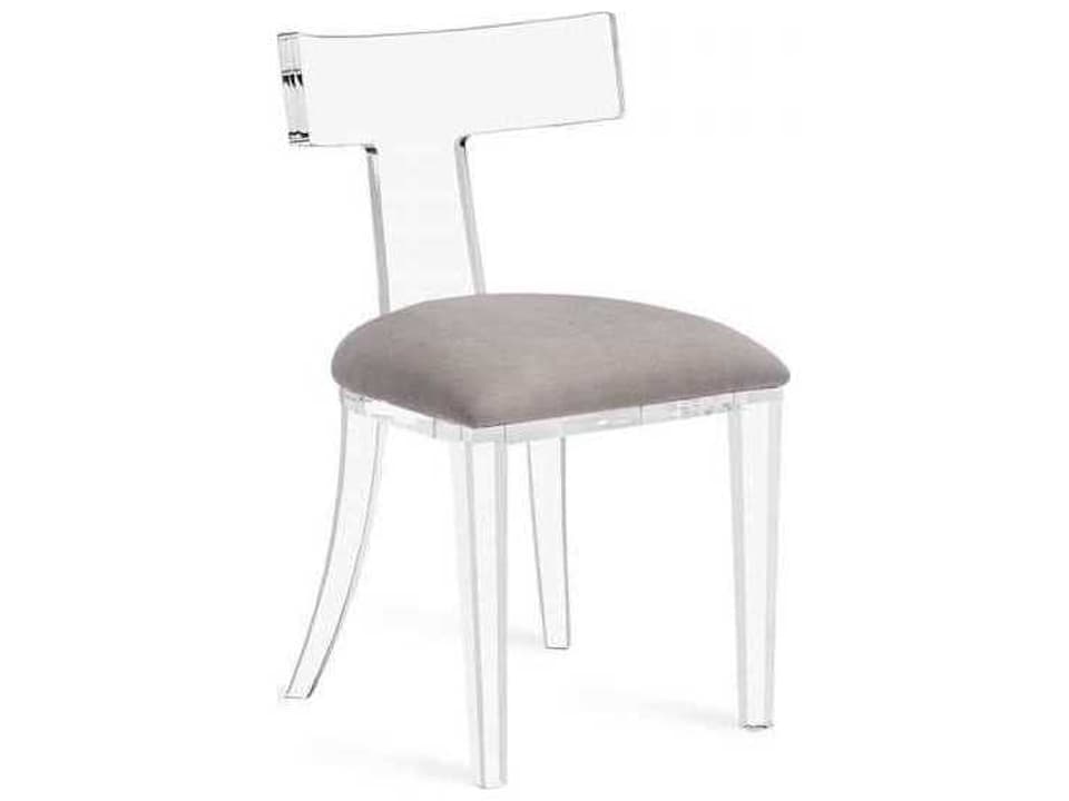 Tristan Upholstered Dining Side Chair in Clear Acrylic and Nimbus Grey Velvet