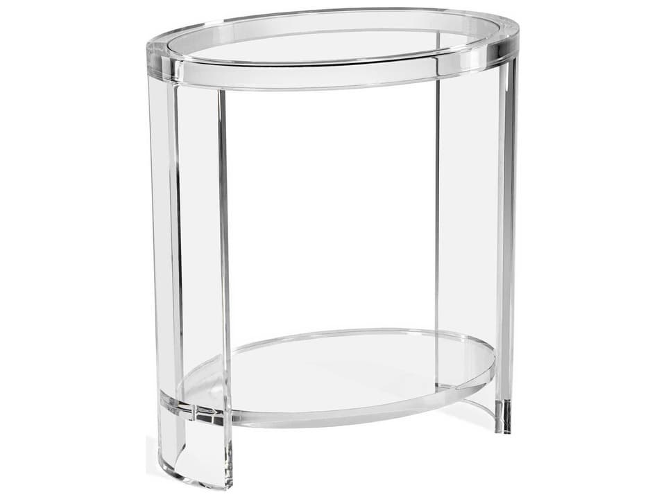 Marcel Oval Glass Side Table in Clear Acrylic and Glass