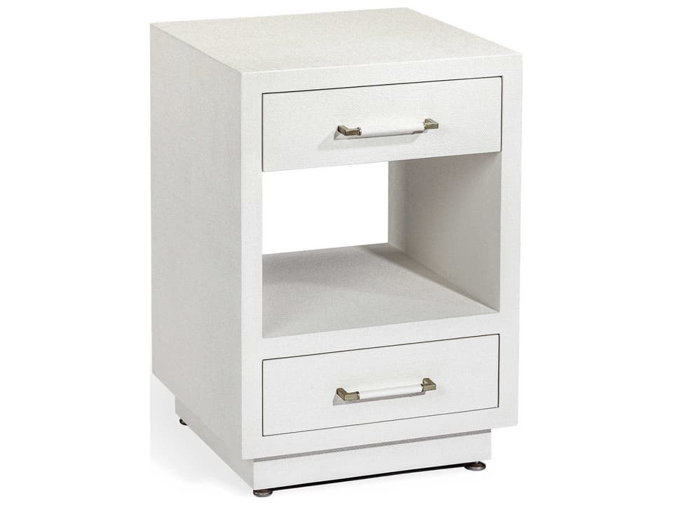 Taylor 2-Drawer Nightstand in Natural White and Champagne Silver