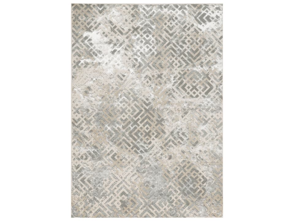 Luna 7124 Abstract Area Rug in Sand Silver
