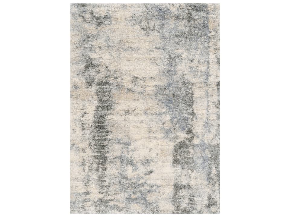 Merino Shag Abstract Indoor Area Rug in Ivory Blue