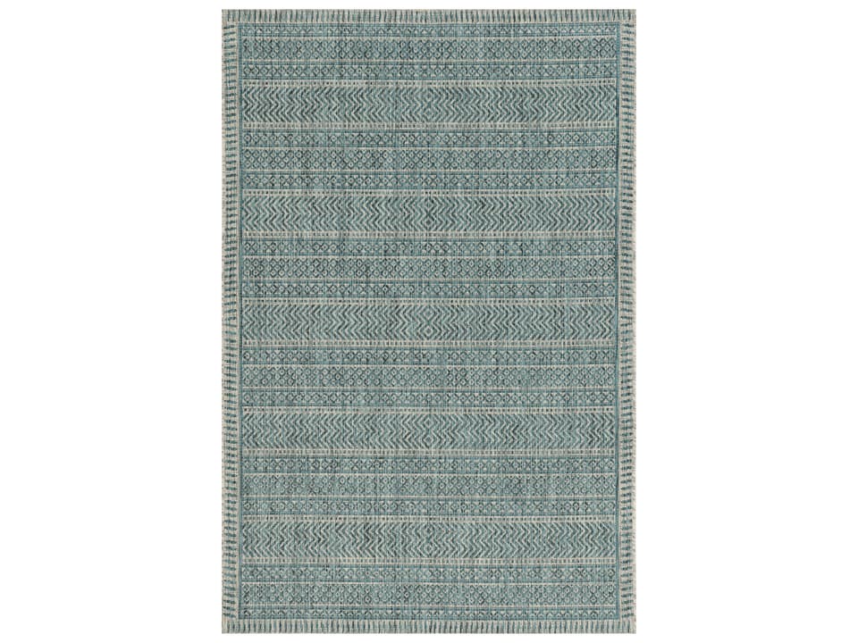 Provo Indoor Outdoor Area Rug with Teal Horizon Design