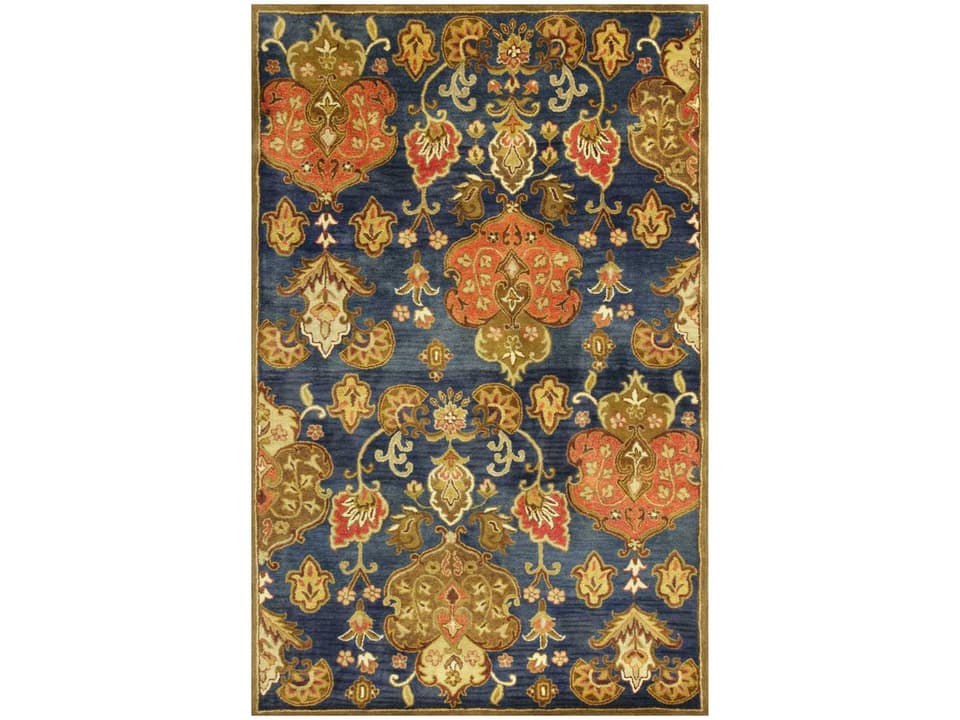 Syriana Hand-Tufted Wool Area Rug in Navy Tapestry