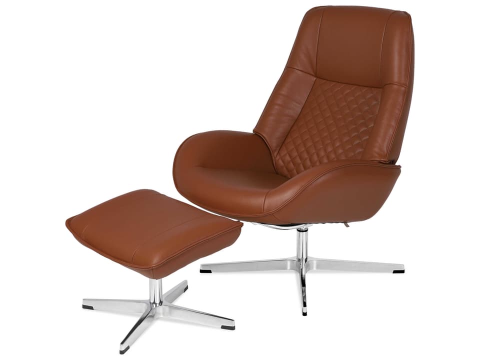 Bordeaux Leather Recliner Modern Swivel Armchair