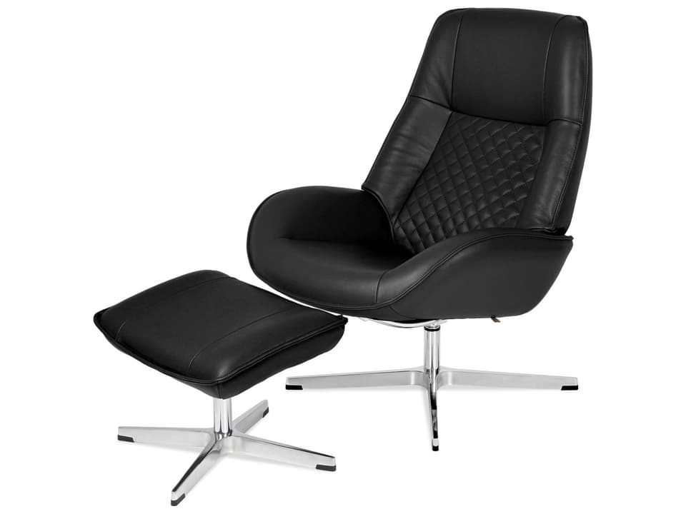 Bordeaux Balder Black Leather Recliner