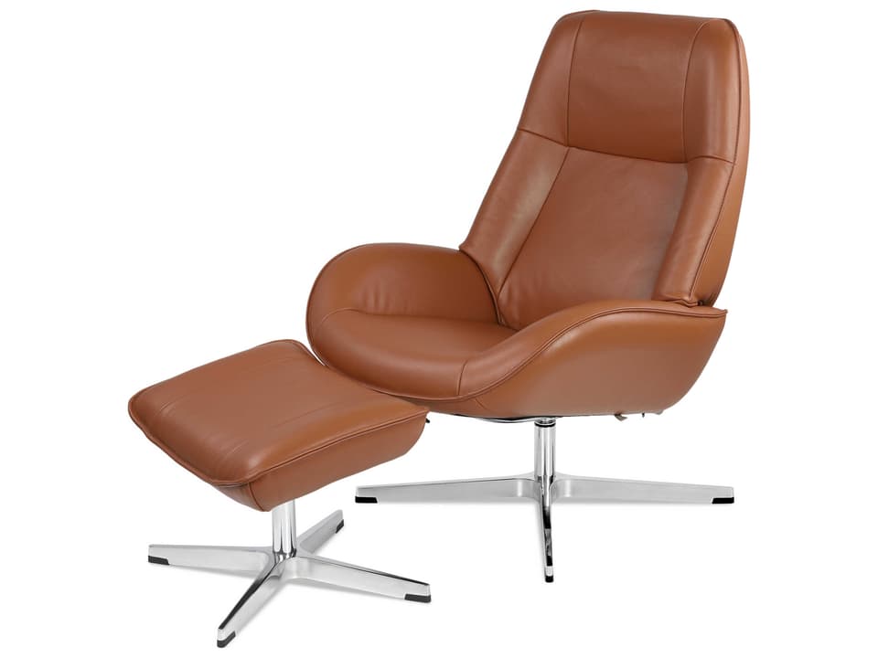 Roma Balder Cognac Leather Recliner