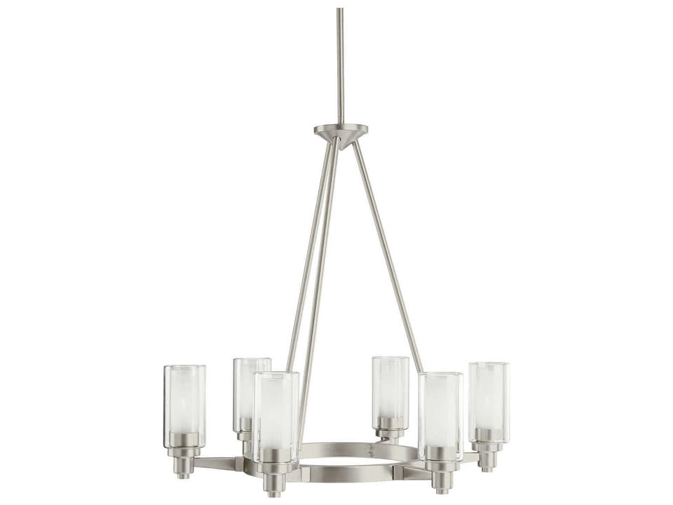 Circolo 6-Light Chandelier with Brushed Nickel Finish and Glass Cylinders