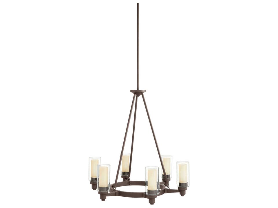 Circolo 6-Light Chandelier in Olde Bronze with Glass Cylinders
