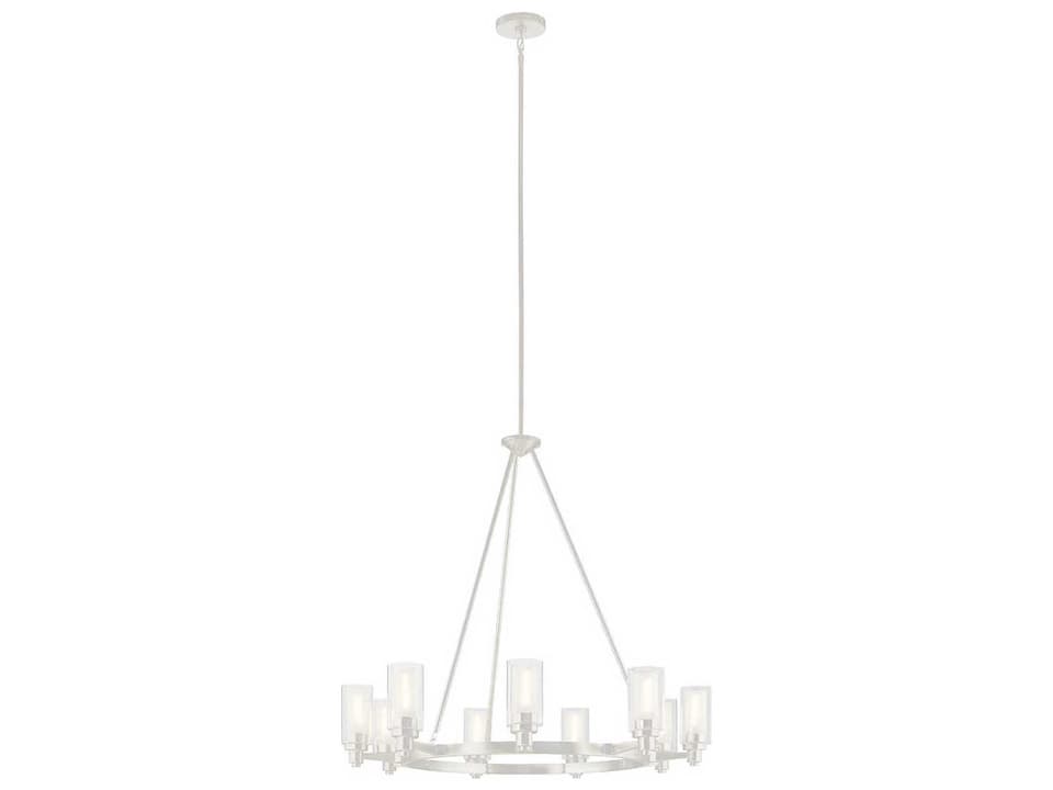 Circolo 9-Light Chandelier in Brushed Nickel with Clear and Etched Glass