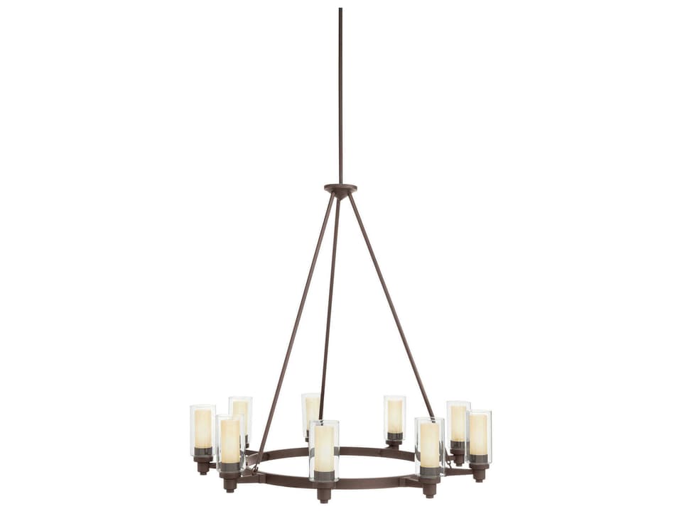9-Light Circolo Chandelier with Glass Cylinders in Olde Bronze
