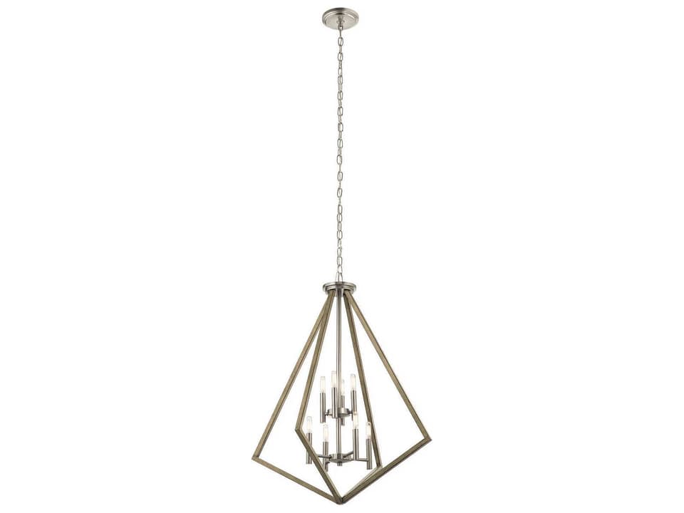Deryn 8-Light Geometric Chandelier in Distressed Antique Gray