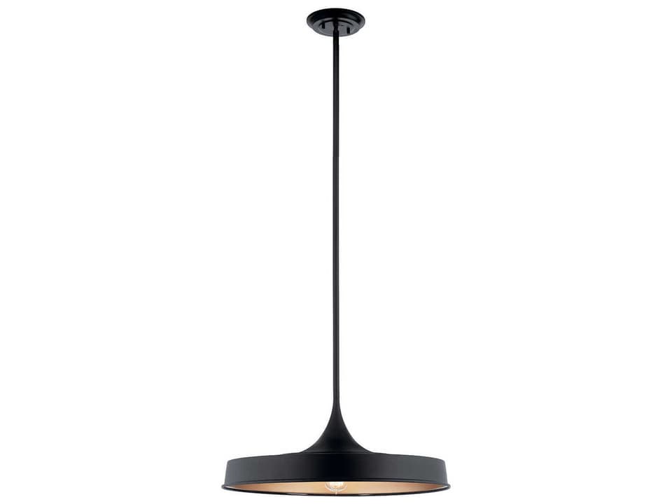 Elias 1-Light Convertible Pendant Light in Black with Gold Interior