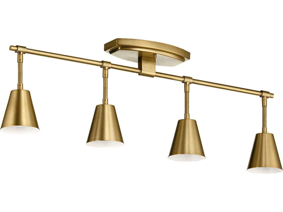 Sylvia 4-Light Mid-Century Modern Rail Light in Brushed Natural Brass
