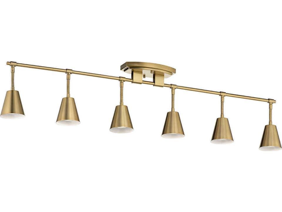 Sylvia 6-Light Rail Light Mid-Century Modern in Brushed Natural Brass