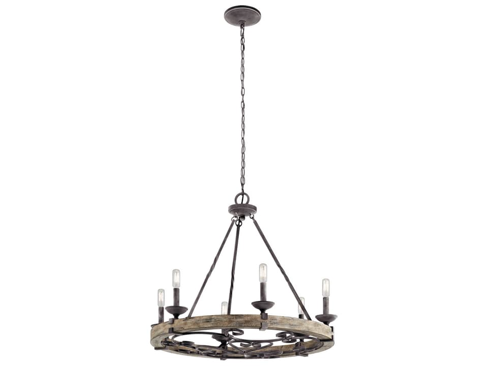 Taulbee 6-Light Candelabra Chandelier in Weathered Zinc
