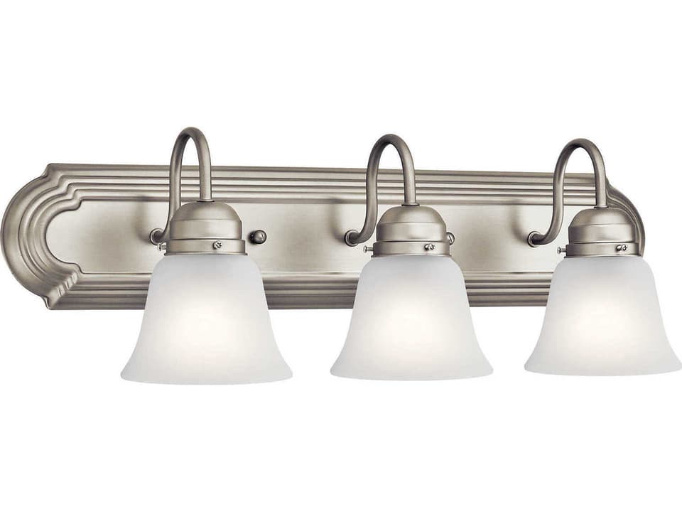 Independence 3-Light Bath Vanity Light with Satin Etched Glass in Brushed Nickel