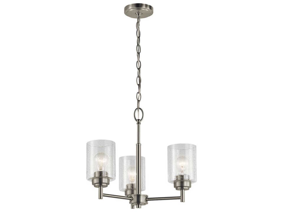 Winslow 3-Light Brushed Nickel Chandelier with Clear Seeded Glass