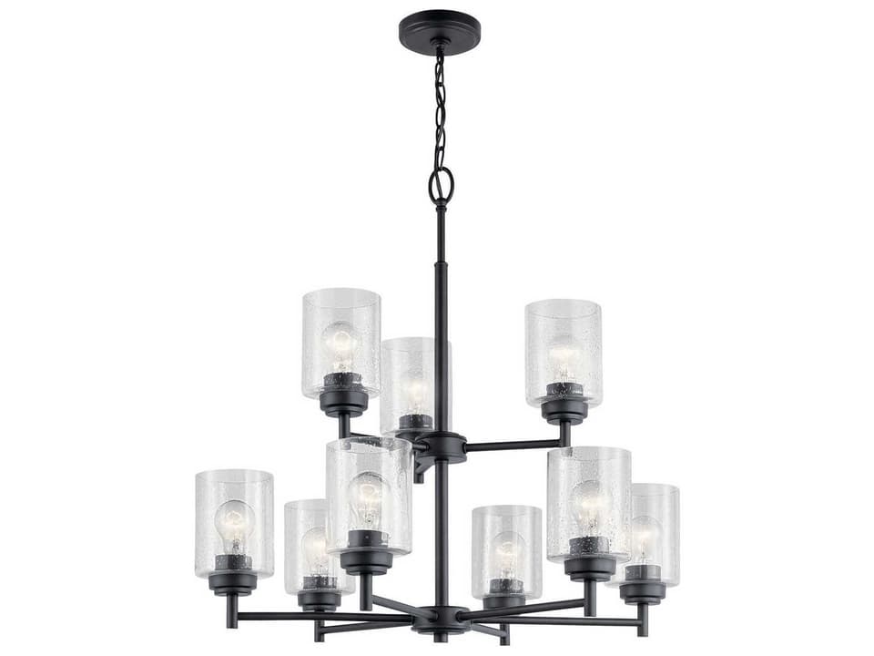 Winslow 9-Light Black Chandelier with Clear Seeded Glass