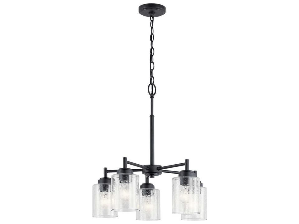 5-Light Winslow Chandelier Black with Clear Seeded Glass