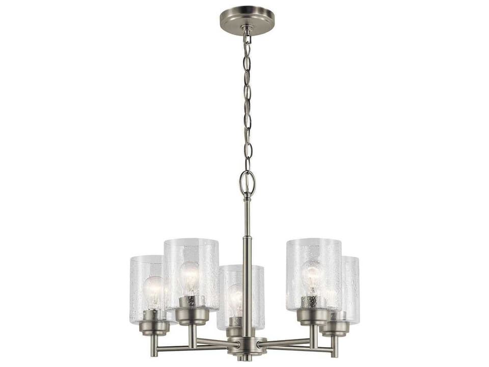 Winslow 5-Light Chandelier in Brushed Nickel with Clear Seeded Glass
