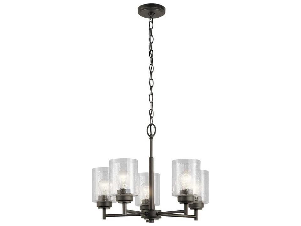 5-Light Winslow Chandelier with Clear Seeded Glass in Olde Bronze