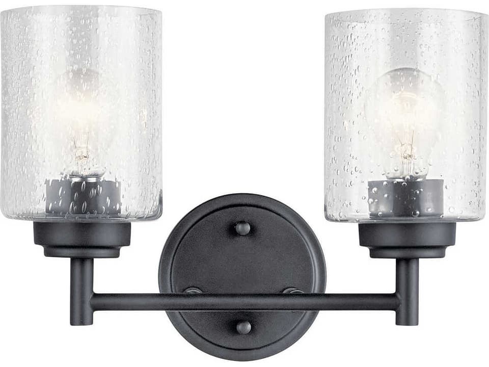 Winslow 2-Light Black Glass Vanity Light
