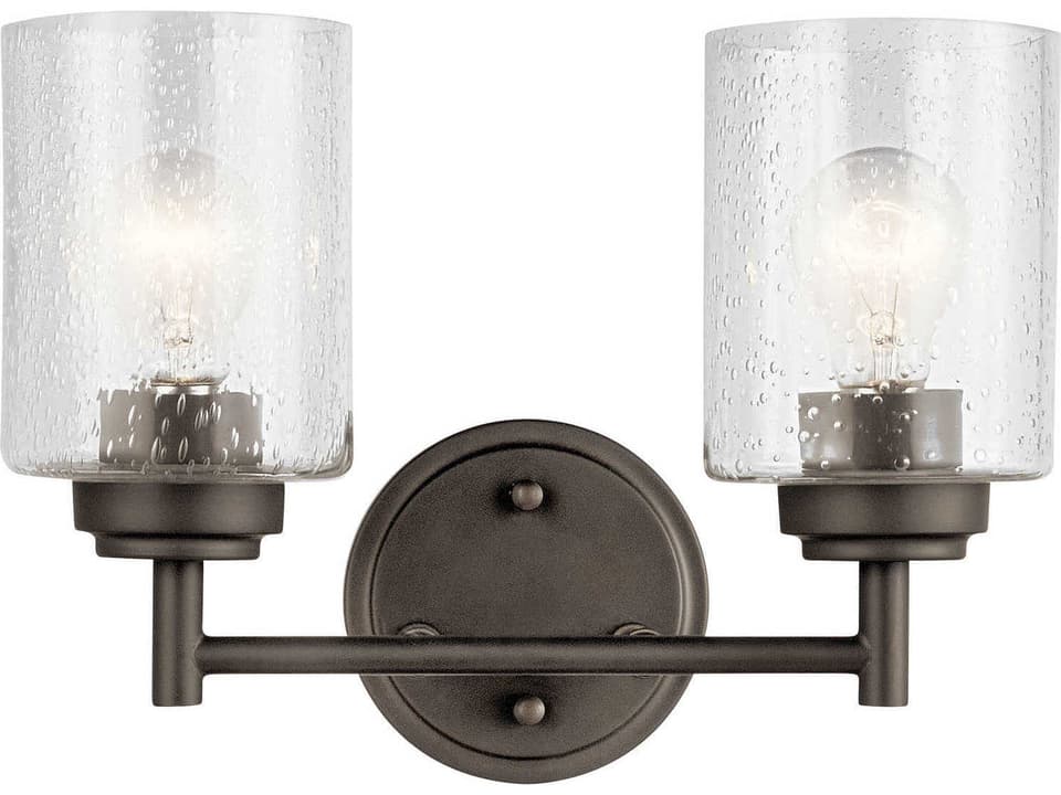 Winslow 2-Light Olde Bronze Clear Seeded Glass Vanity Light