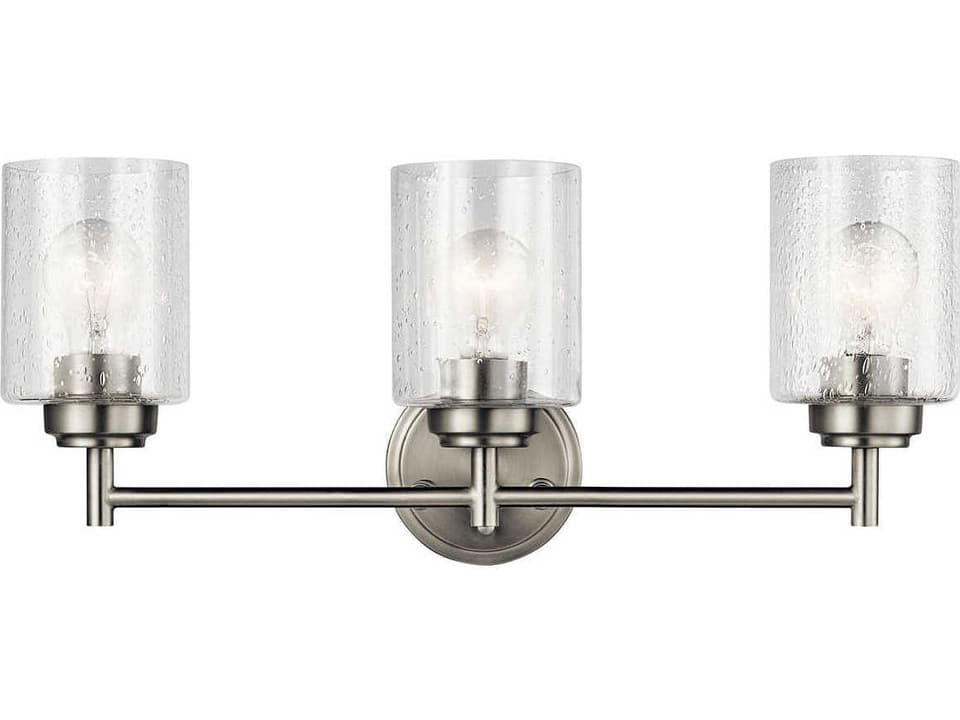 Winslow 3-Light Brushed Nickel Vanity Light with Clear Seeded Glass