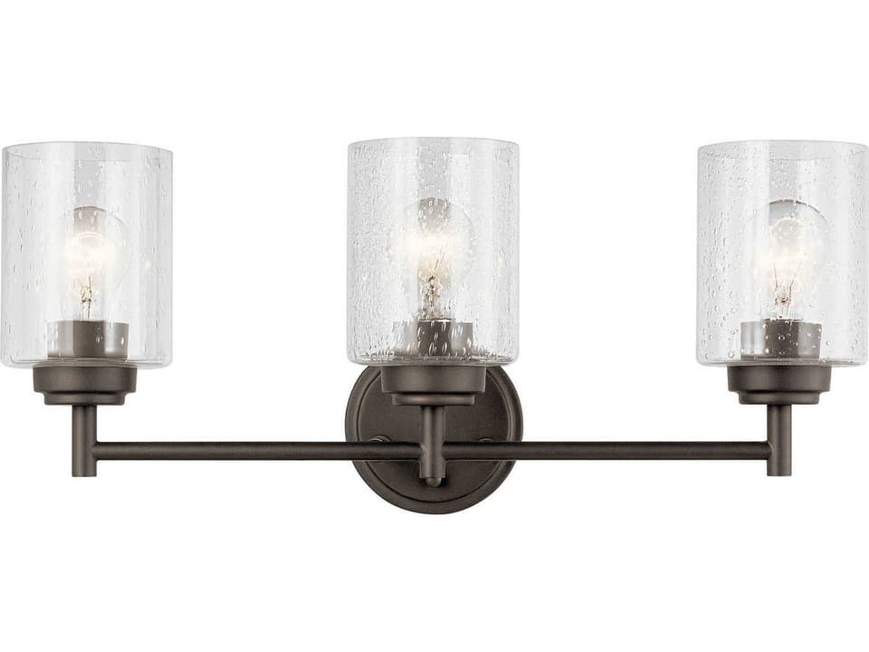 Winslow 3-Light Olde Bronze Vanity Light with Clear Seeded Glass