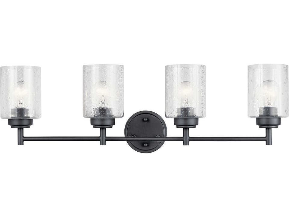 Winslow 4-Light Black Vanity Light with Clear Seeded Glass