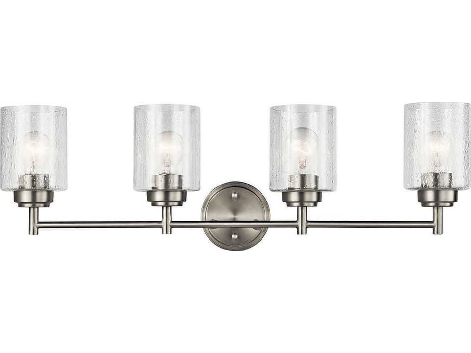Winslow 4-Light Brushed Nickel Vanity Light with Clear Seeded Glass