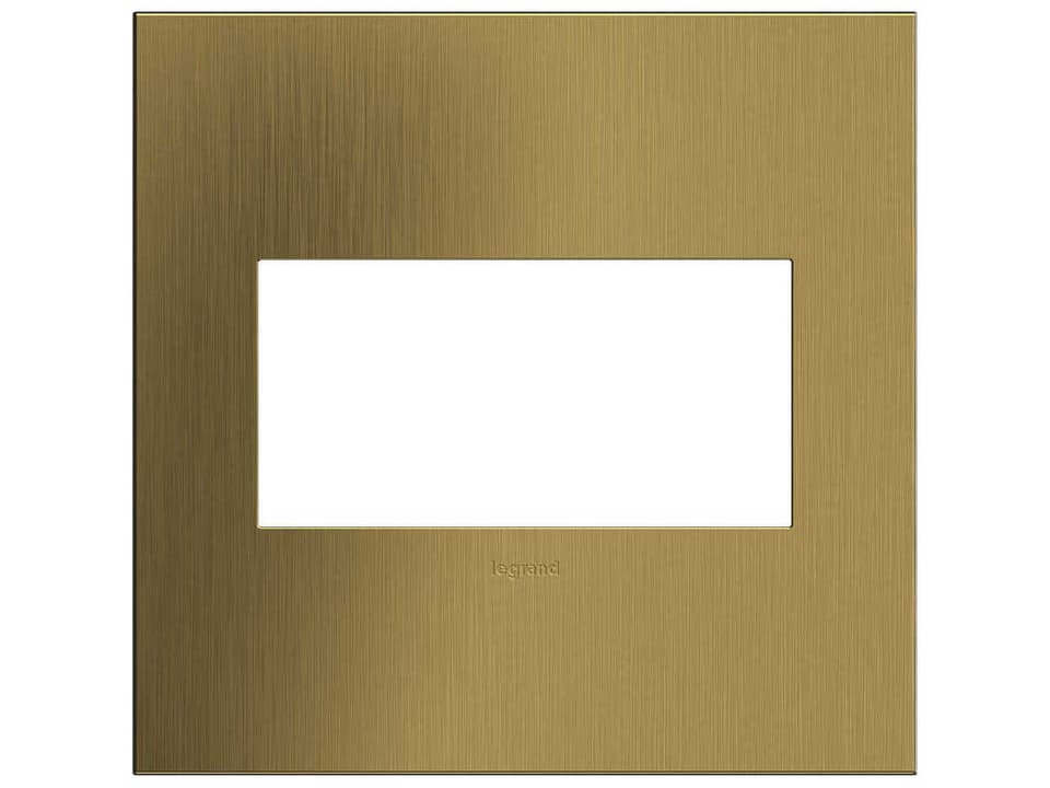 Adorne 2-Gang Screwless Wall Plate Brushed Satin Brass