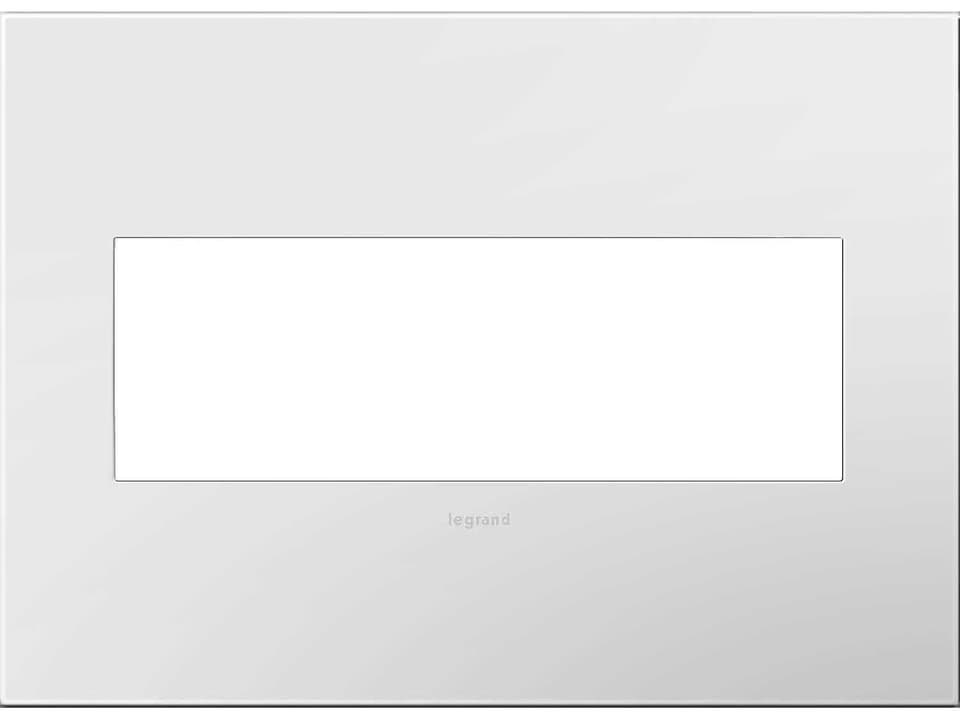 Adorne 3-Gang Screwless Wall Plate in Gloss White-on-White