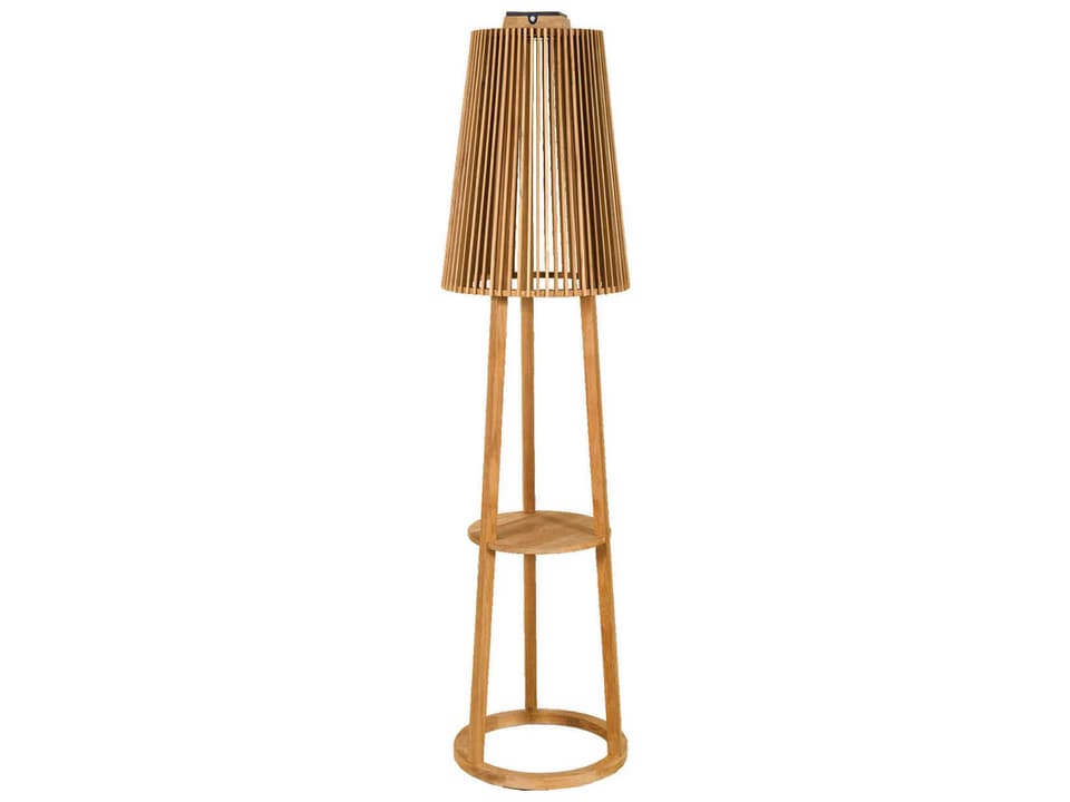 Palma Solar LED Outdoor Floor Lamp in Weathered Teak